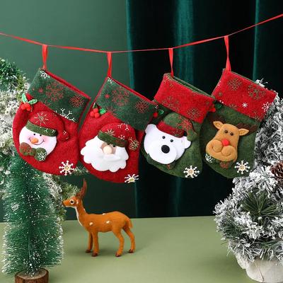 Santa Claus Gift Snowman Christmas Tree Ornaments Stocking Small Pocket Socks Candy Bag Xmas Party Decoration Socks YFA2235