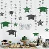 Cheerland 2025 Graduation Banner Party Decorations Green Graduation Cap Garland Kit Congrats Grad Supply for Prom Backdrop Decoration Ceiling Decor