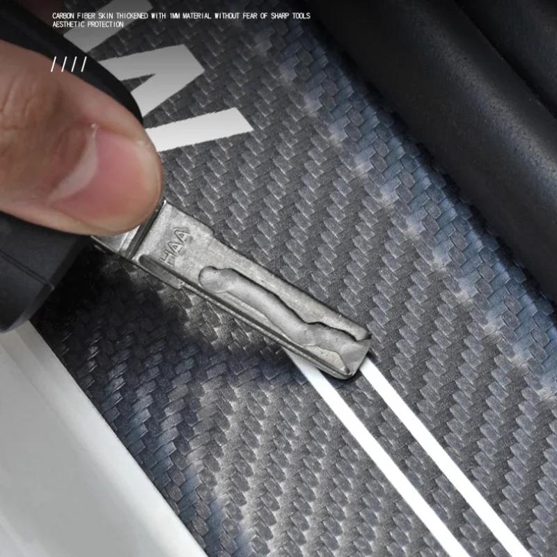 4P/Set Car Stickers Carbon Fiber Decal For BMW M M3 M5 E90 E91 E60 F10 F30 Door Sill Scuff Plate Covers Car Threshold Decor Trim