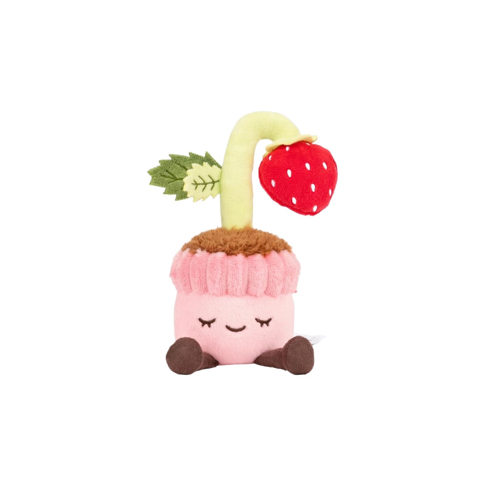 Plush Soft Stuffed Toy with Strawberry and Leaf Design Cute Sleeping Face and Small Legs Plush Doll for Kids and Collectors One Size