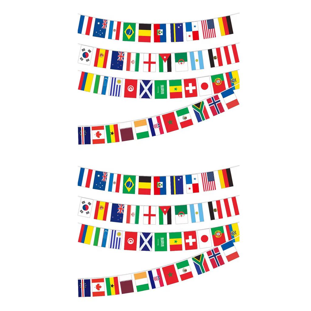 Bandera Nacional de 48 Países 14x21cm 14.5m Bandera de Cadena Países Alrededor del Mundo Bandera de Naciones Fútbol Para Decoración de Fiesta