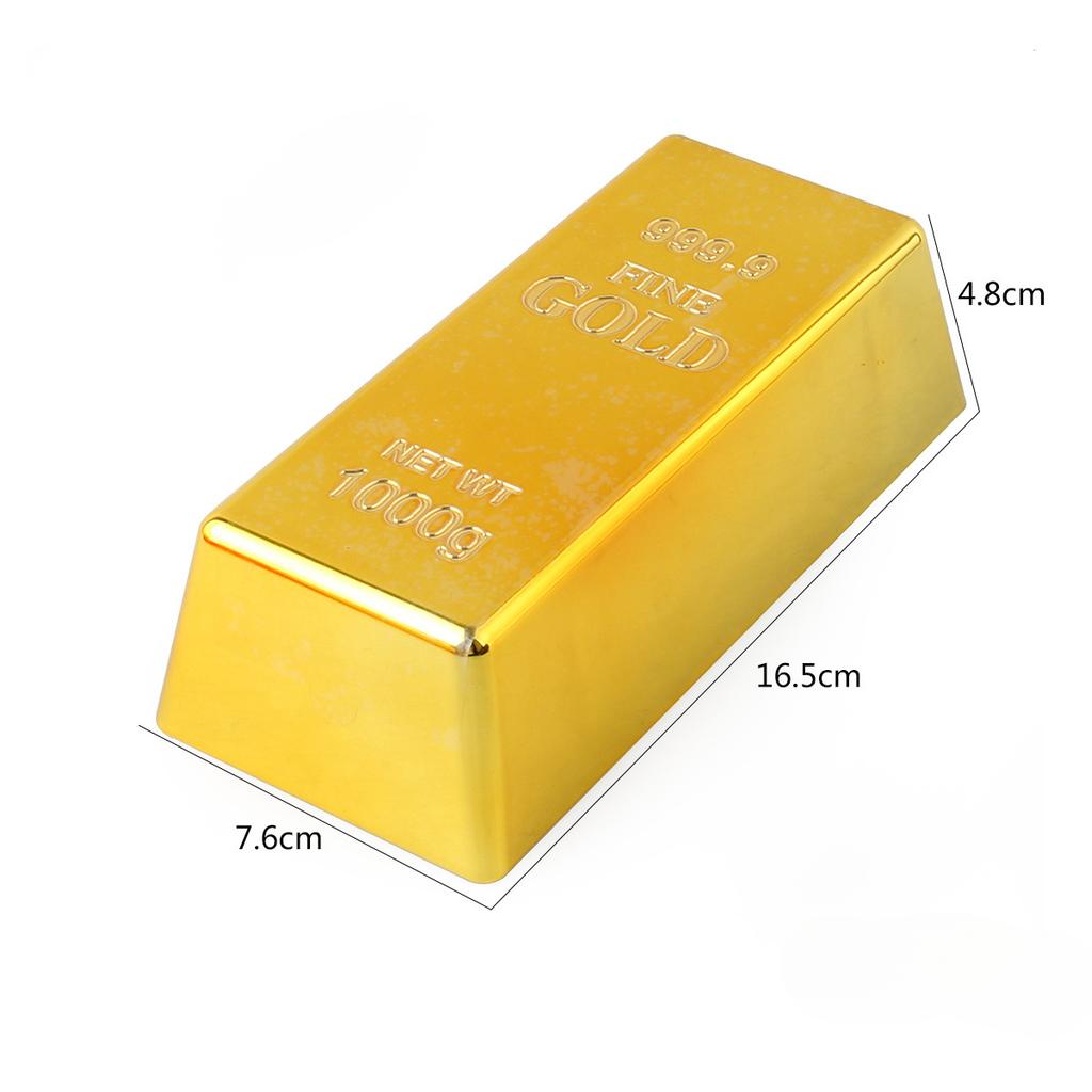 Plastic Fake Gold Bullion Simulated Golden Brick Fake Glittering Gold Bar Paperweight Door Stop Movie Prop Novelty Gift