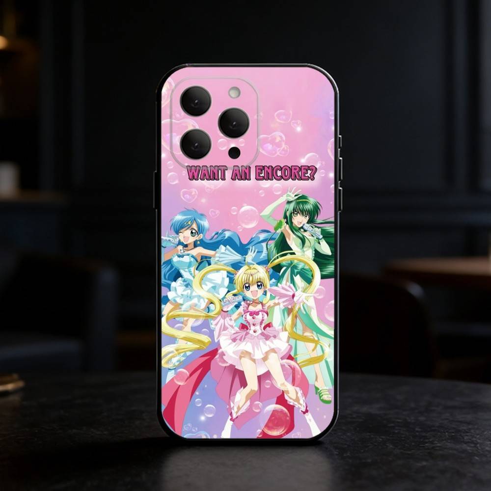 

Mermaid Melody Pichi Pitch Phone Case For iPhone 17,16,15,14,13,12,11 Plus,Pro Max,SE4Soft Silicone Black Cover iPhone14Plus