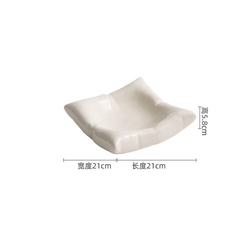 

Pure White Ceramic Square Pillow Plate Creative Dessert Plate Dim Sum Plate Salad Plates Molecular Cuisine Specialty Tableware