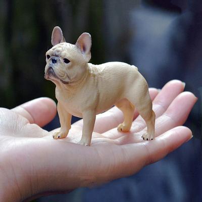 Bulldog Heykeli El Boyalı Canlı Detaylar PVC Bulldog Yavrusu Ayakta Heykelcik Heykeli Ev İçin