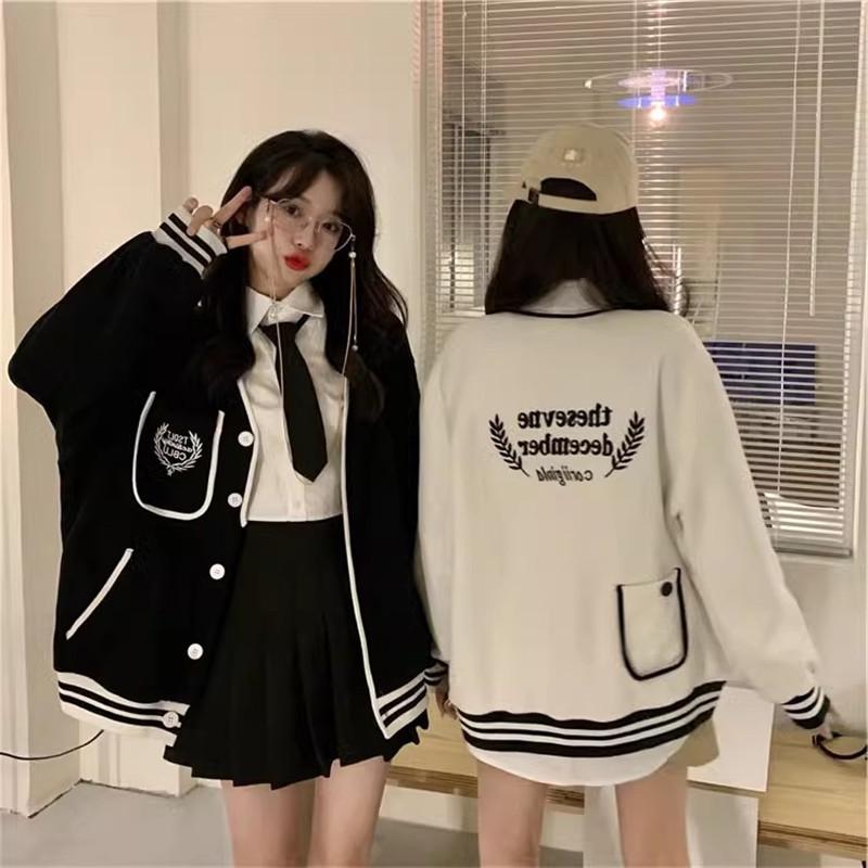 Street Style Girl Academy Baseball Jacket: 2025 Trendy Casual Loose Hoodie for Spring/Autumn
