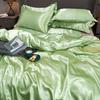 Imitation Silk 4-Piece Bedding Set: Duvet Cover, Fitted Sheet, Smooth Ice Silk Feel