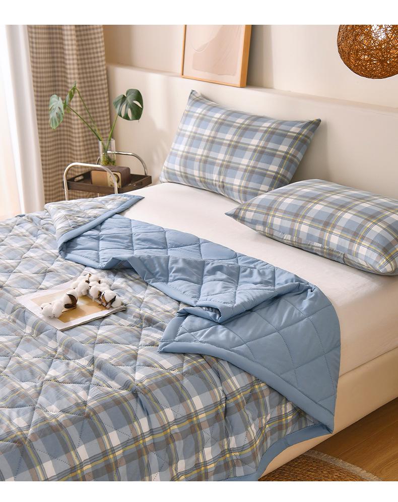 Plaid Cotton Ultrasonic Embossed Washed Summer Air Conditioning Quilt Gift