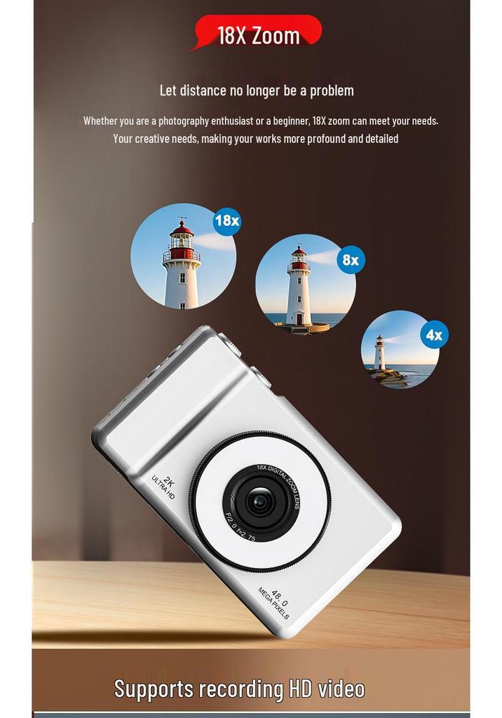 Cross-Border Flip Screen Mirrorless CCD Digital Camera with HD Video, 5MP, and LED Fill Light.