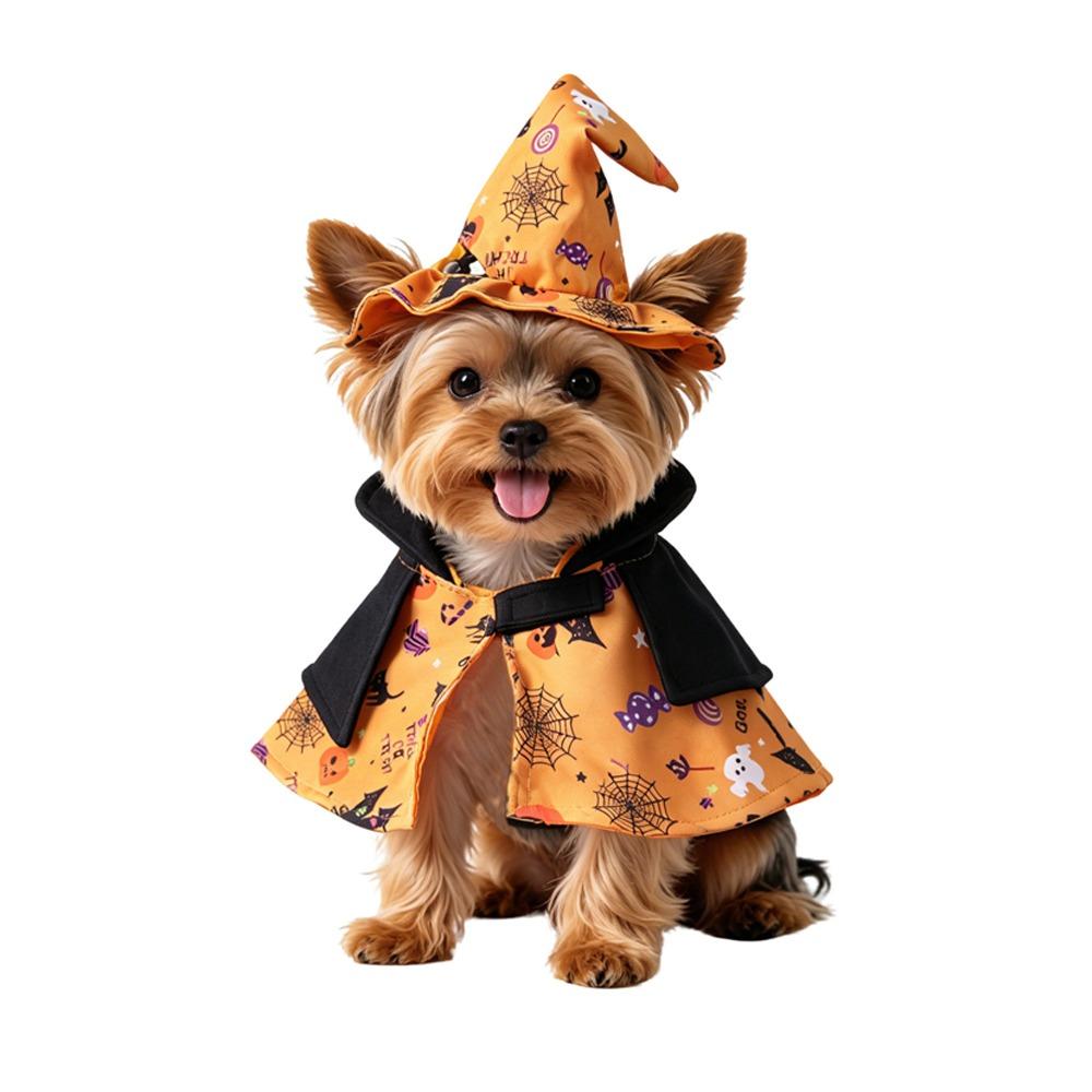 Pumpkin Theme Printed Cat Cosplay Cloak Adjustable Fit Dog Cloak Set Pet Costume Home Decor M оранжевый