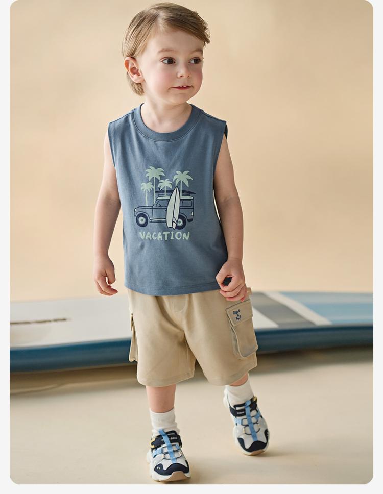 David Bella Boys' Antibacterial Cool Tank Top Summer Clothes New Baby Sleeveless T-shirt Children's Knitted Top