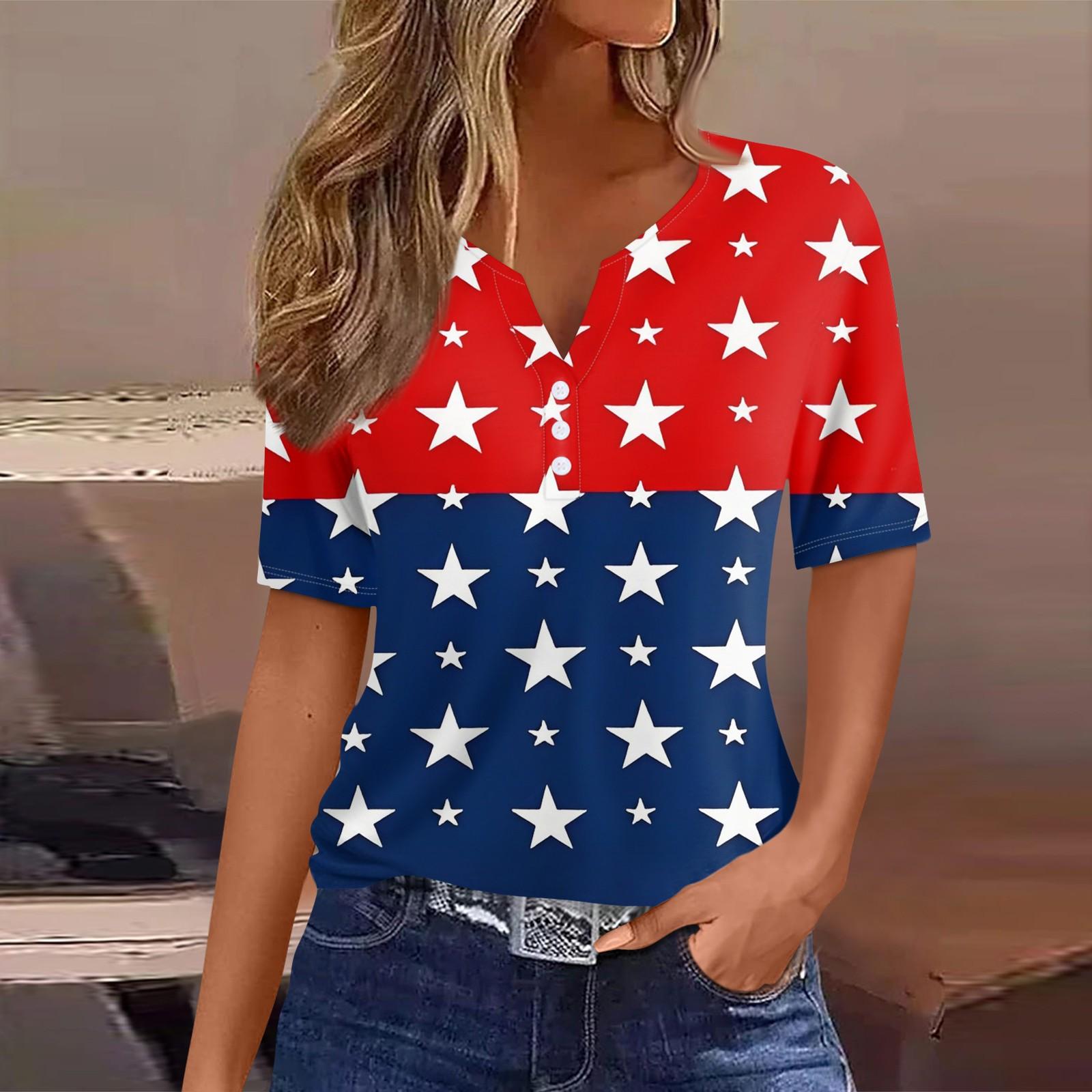 

Women s T Shirt Tee Print Button Short Sleeve Daily Weekend Fashion Basic V- Neck Regular Top XXL