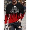 Christian Letter Pattern JESUS Vintage Men's T-Shirt Long Sleeve Crew Neck 3D Printed T-Shirt Sports Oversized Men Clothing