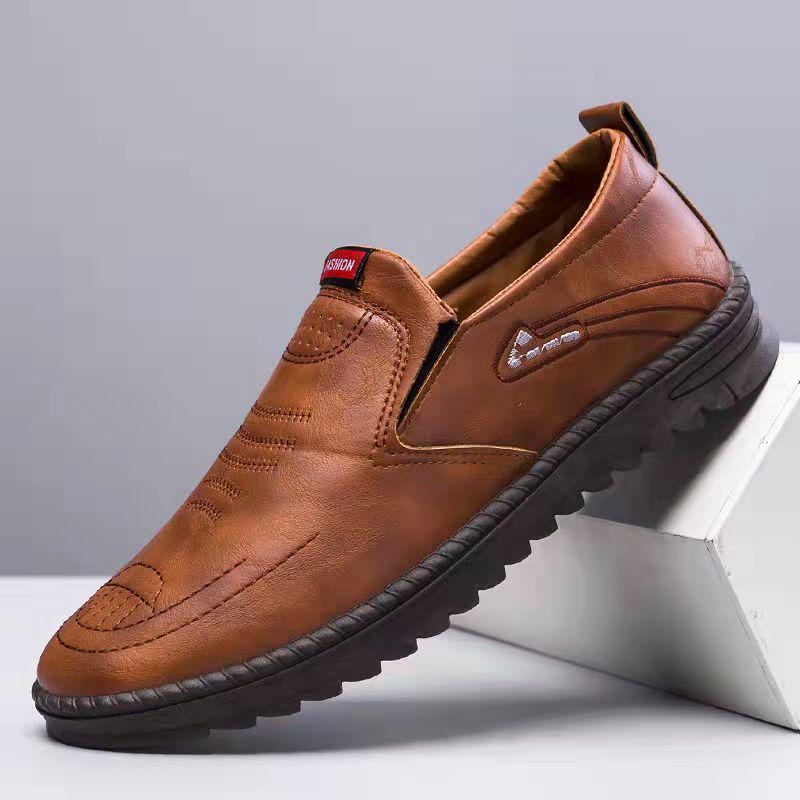 Men's Spring 2023 Slip-On Soft Leather Casual Shoes with Breathable Soft Sole