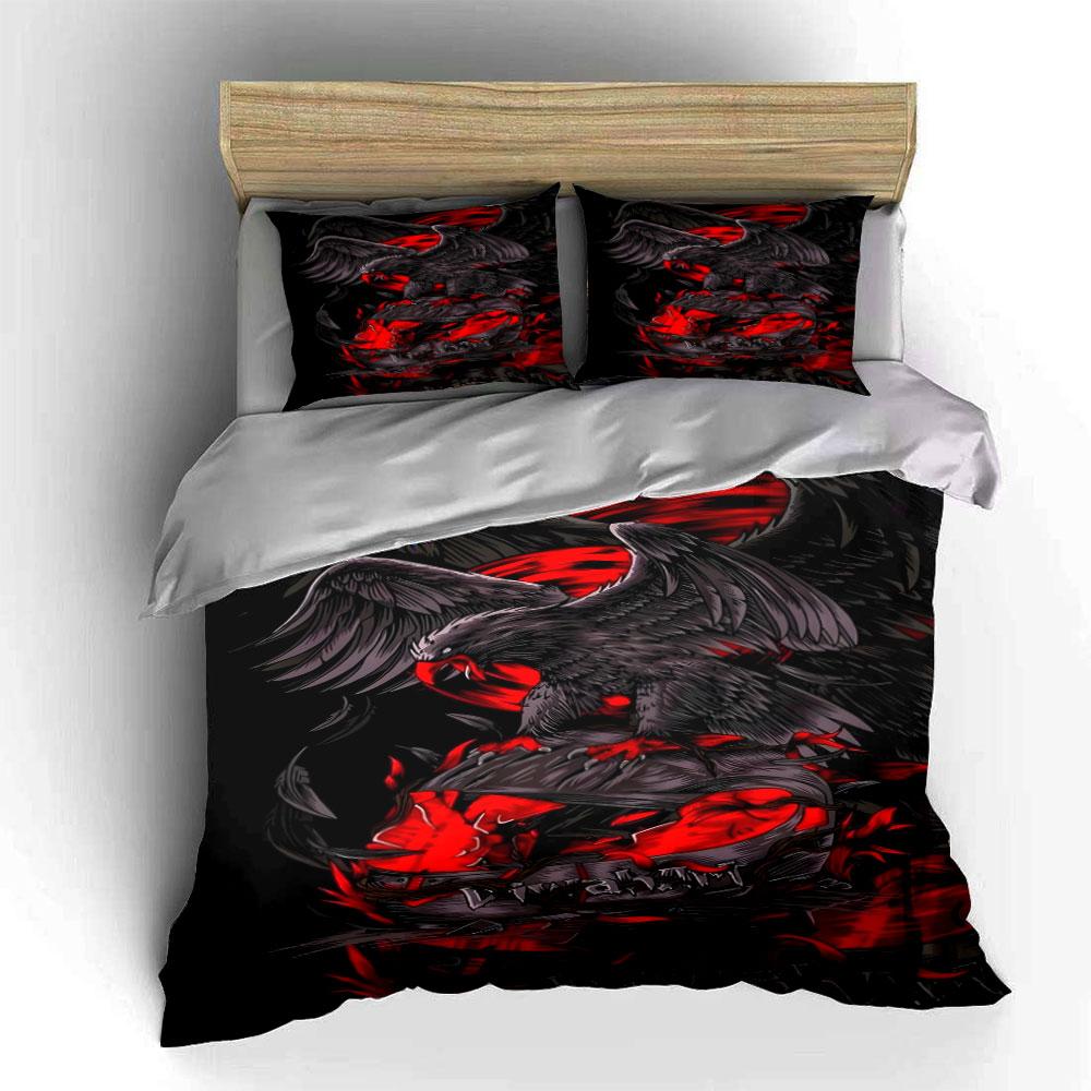 Eagle with red flames. Bedding sets Duvet cover sets Duvet covers Pillowcases(1* Duvet Cover 2* Pillowcases without duvet insert)
