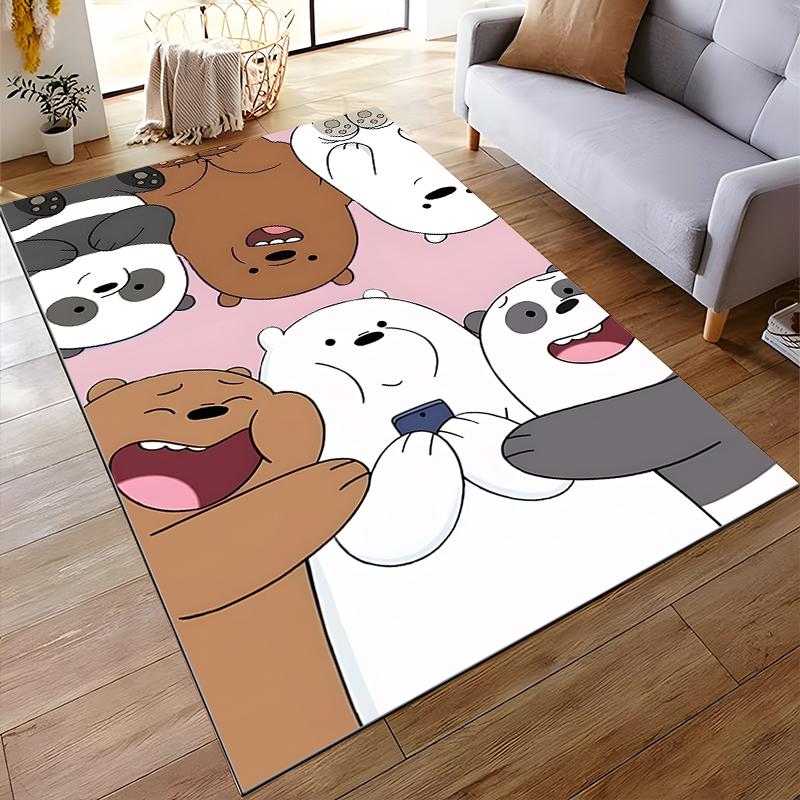 Cartoon Bear Pattern Area Rug with Pink Background for Living Room Suitable for Use As an Anti-slip for Living Room Bedroom Sofas