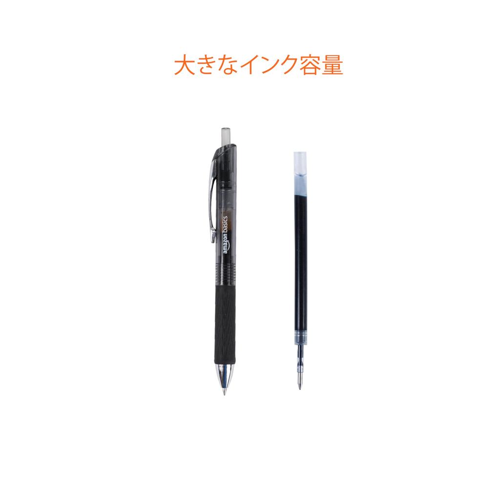 Amazon Basic Gel Ballpoint Pen, 0.7mm, Knock, Black, 12-Pack