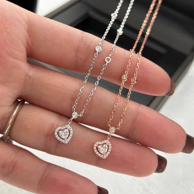 Love Full Diamond Necklace Light Luxury Little Woman Versatile Hot Girl Collarbone Chain Accessories