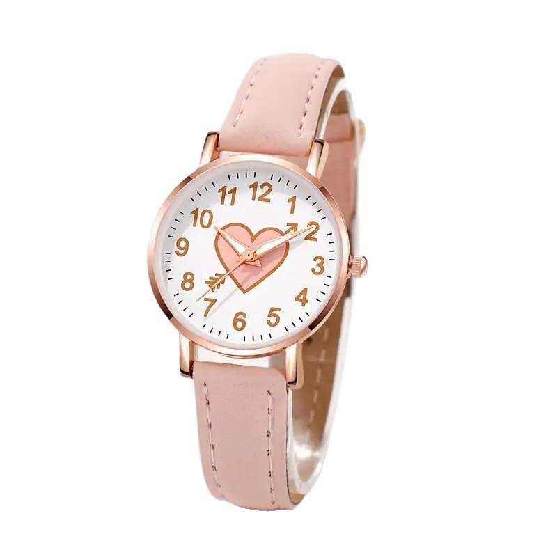 Cute Heart-shaped Dial Female Watch Student Wristwatch Simple Girl Girlfriend Gift