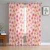 Pink Yellow Watercolor Floral Texture Window Tulle Curtains for Living Room Bedroom Hotel Luxury Decoration Sheer Curtains
