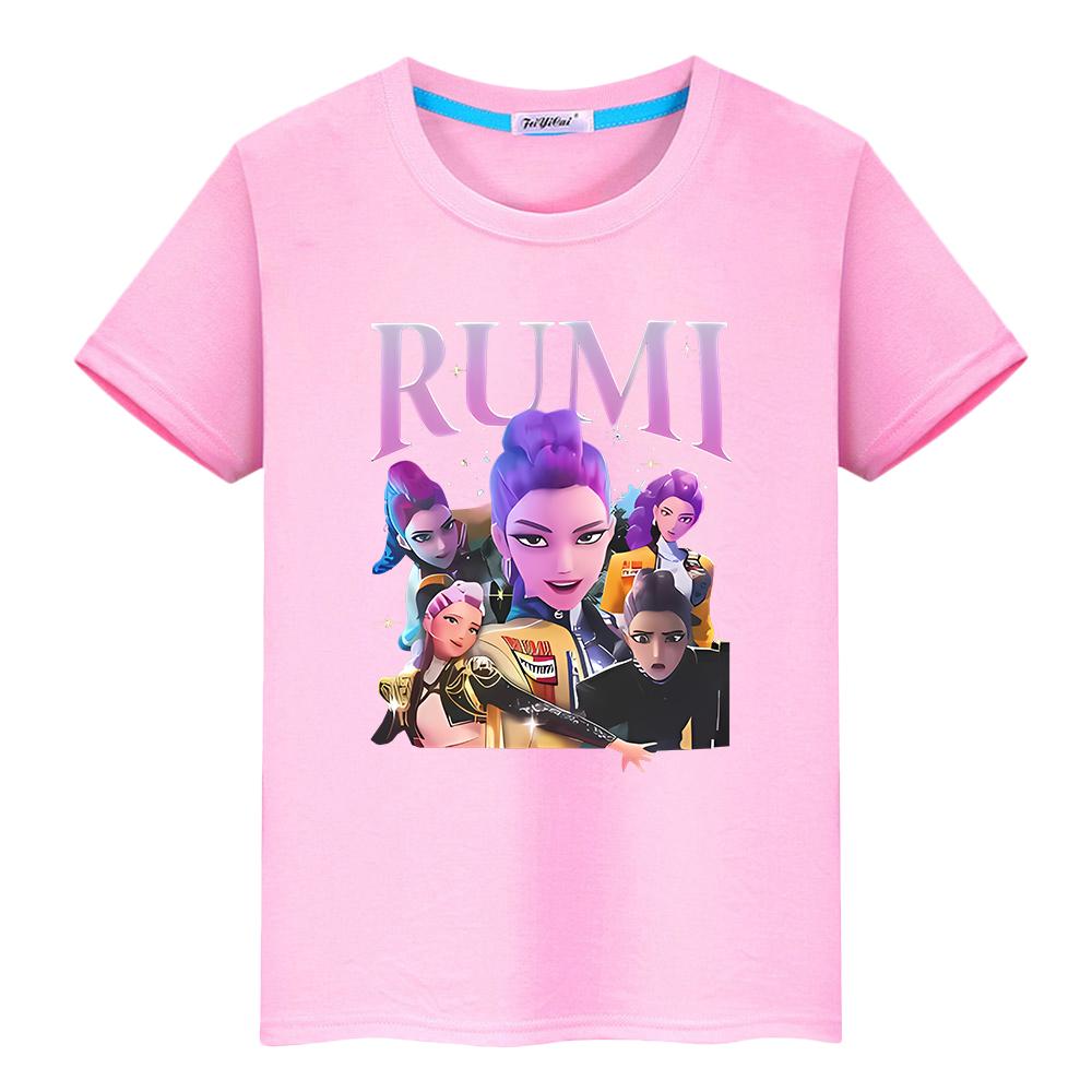 

Каваи Футболки kpop охотники на демонов детская Принт 100% хлопок Милые топы футболка для детей мальчика 10 лет аниме Короткий y2k one piece одежда для девочки 160 розовый