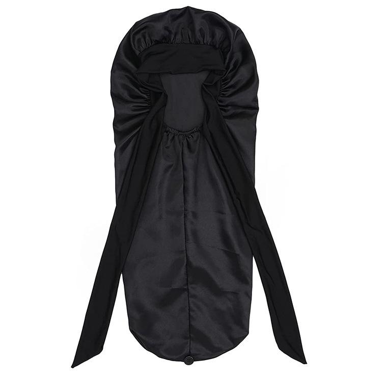 

Женская длинная шапочка для сна, шелковистая шапочка для сна с широкой резинкой, уход за волосами, вьющиеся волосы, натуральные волосы чёрный