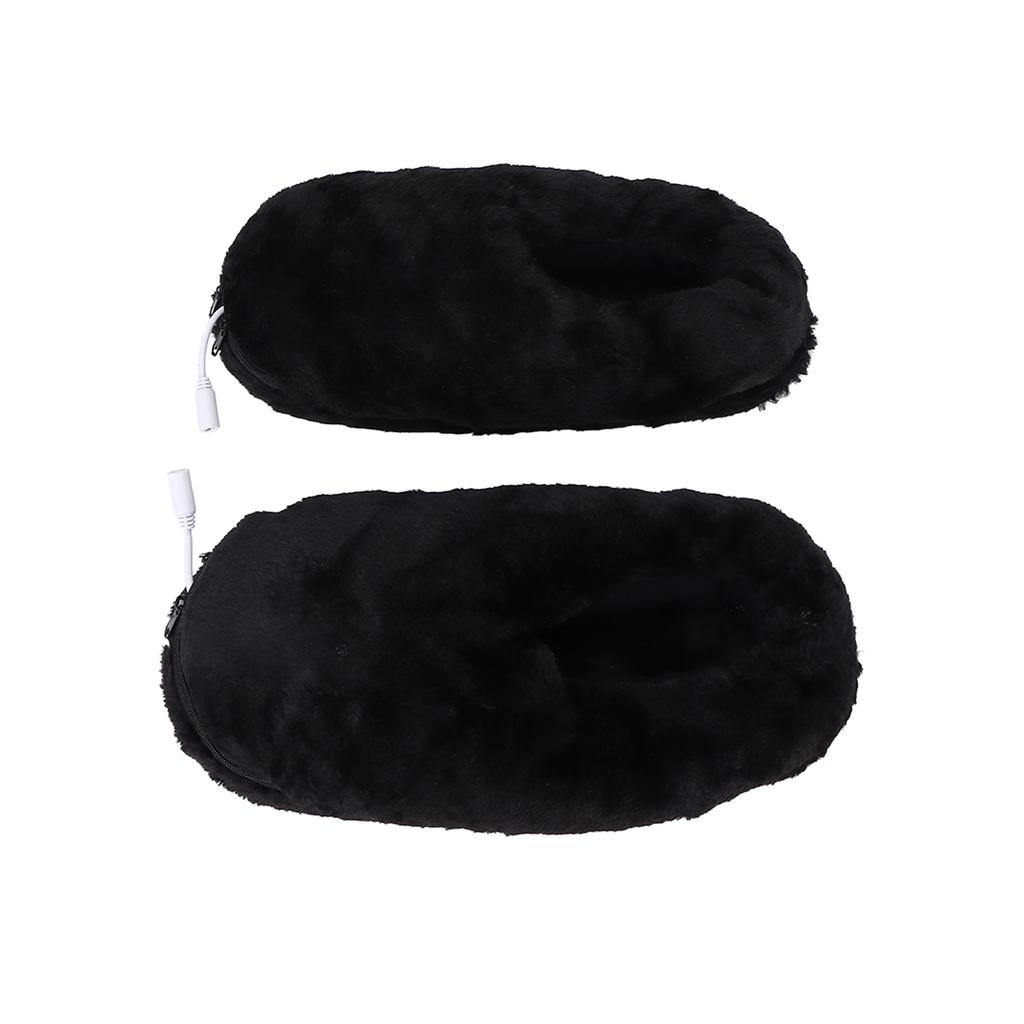 Sapatos Aquecidos USB Masculino Feminino Laváveis Exterior Pelúcia Macia Elétricos Aquecidos Chinelos para Aquecimento dos Pés Preto