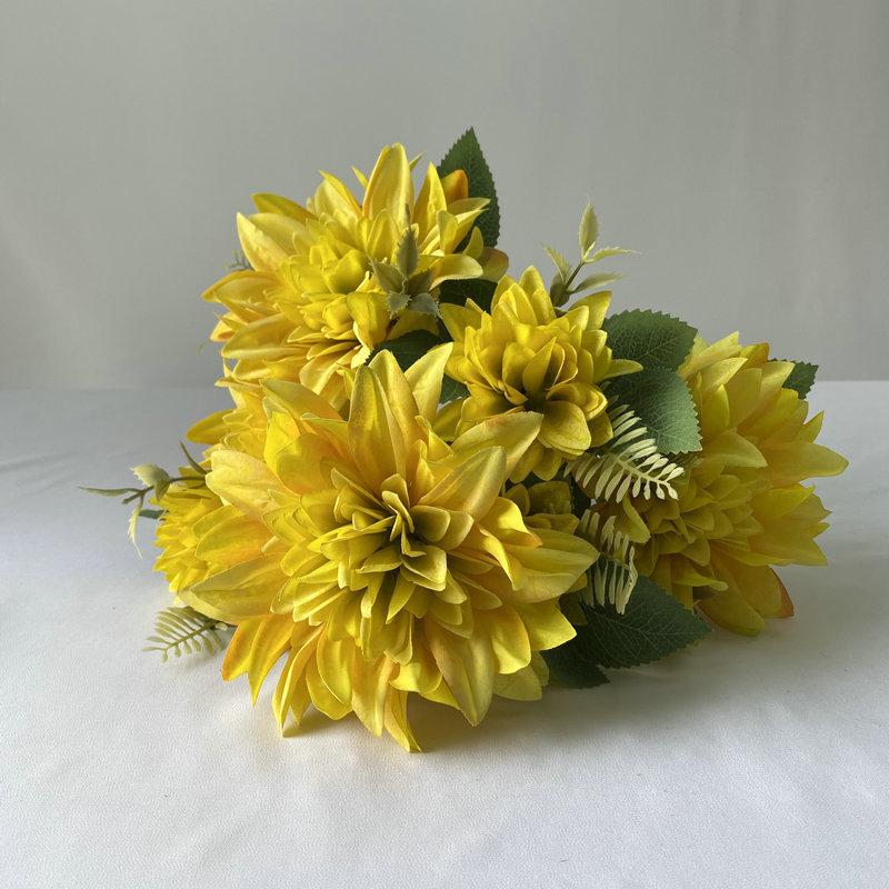 Oil Painting Dahlia Artificial Flower Wedding Decor With Silk Fabric For Photography And Home Display