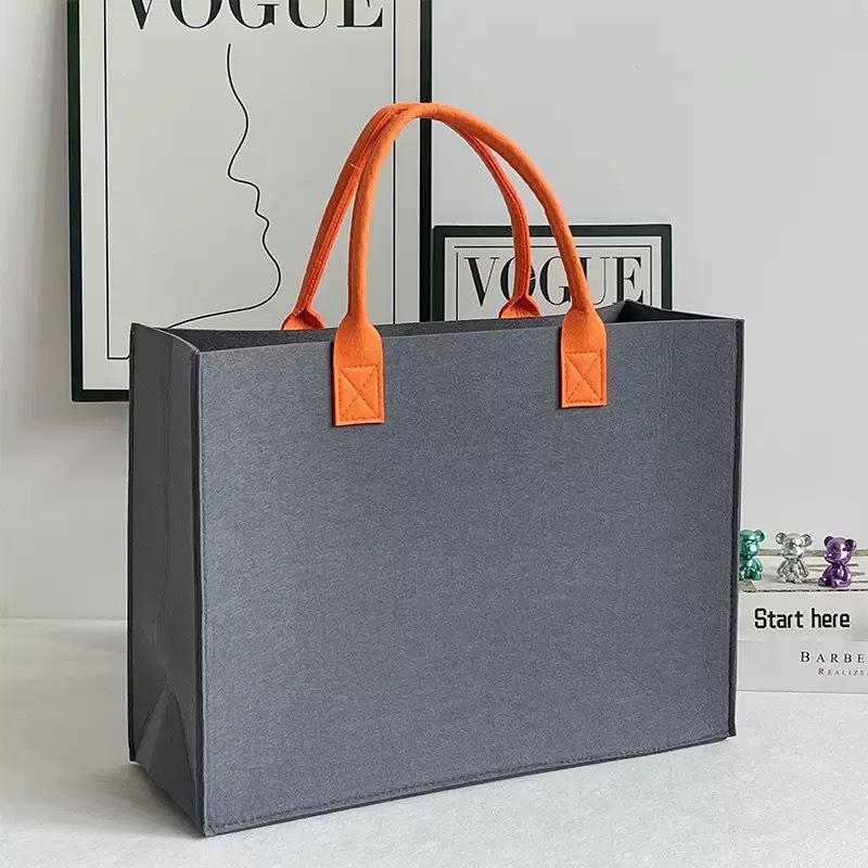 Stylish Color Block Felt Tote Bag - Large Capacity, Customizable for Gifts & Business