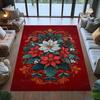Red Christmas Rug,white Red Poinsettia Rug,holiday Floral Decor Rug,festive Winter Rug,vintage Christmas Wall Art Rug,xmas Rug