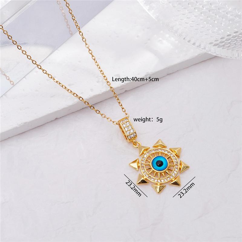 Fashion Hamsa Evil Eye Zircon Pendant Necklace Stainless Steel Chains High Grade Geometric Choker Jewelry Gifts For Women Girls