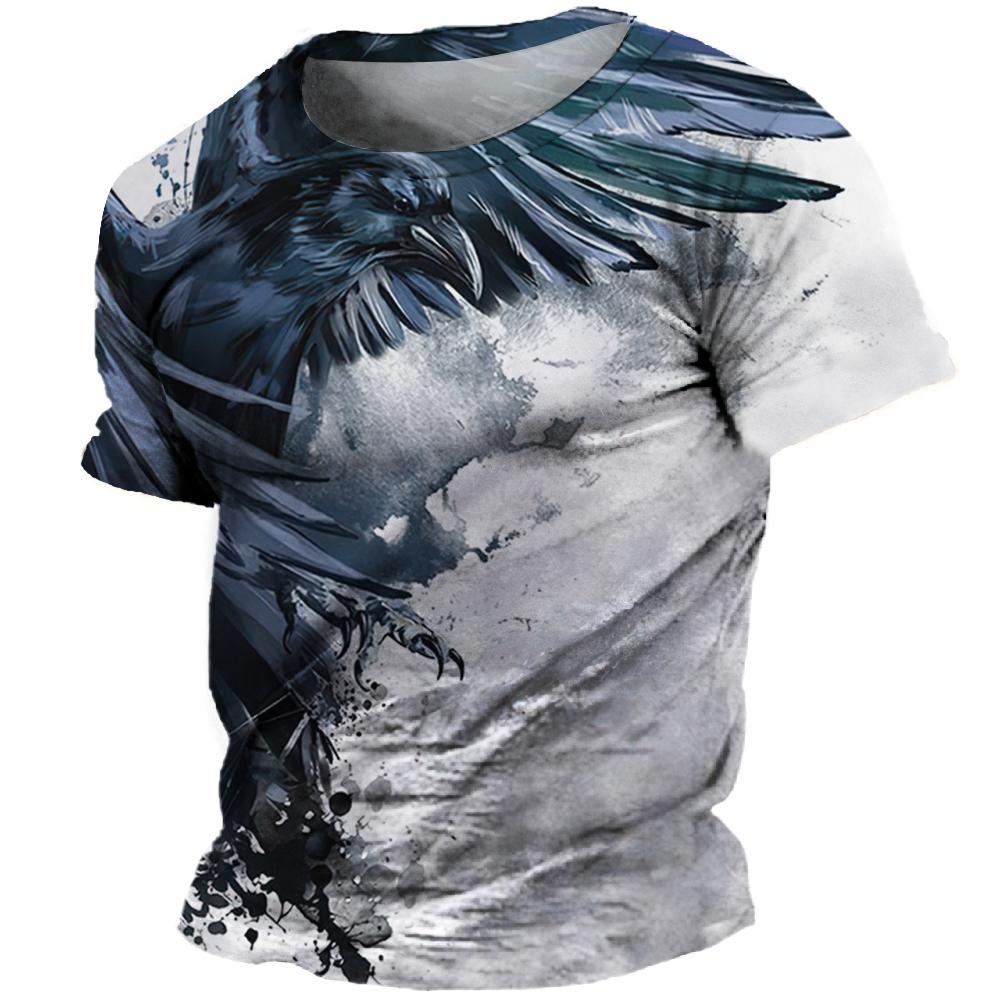 

Футболка с 3D-принтом и рисунком ворона-птицы, летняя, мужская, женская, детская, индивидуальная, хип-хоп, уличная, в стиле Харадзюку, футболка большого размера с круглым вырезом 3XL