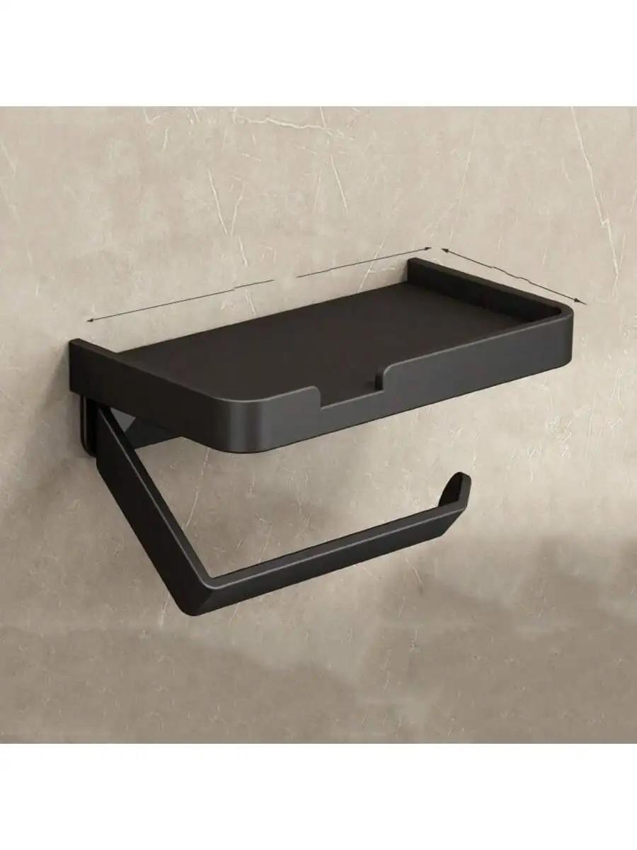 

With shelf adhesive bathroom toilet paper stand wall-mounted tissue stand bathroom hardware accessories чёрный