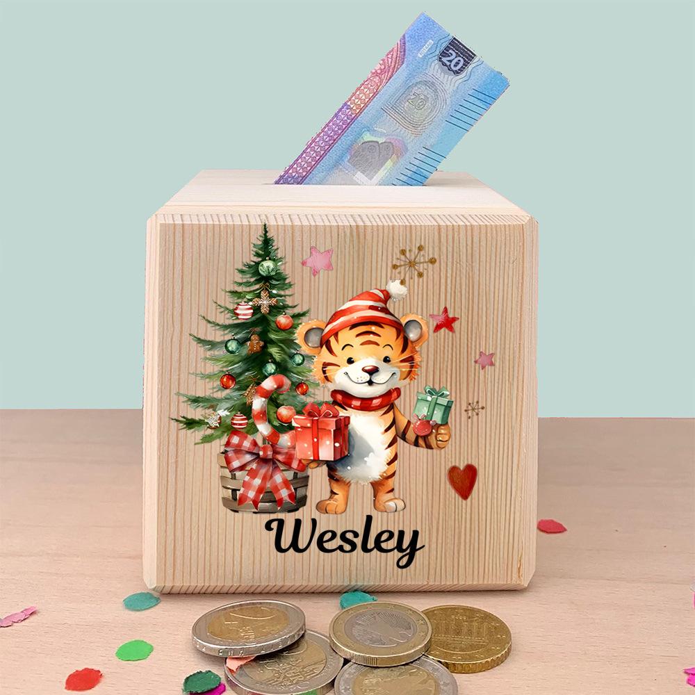 Personalizowana Świąteczna Atmosfera Skarbonka, Dekoracja Pokoju, Idealny Prezent Świąteczny, Ucz Oszczędzania w Stylu!