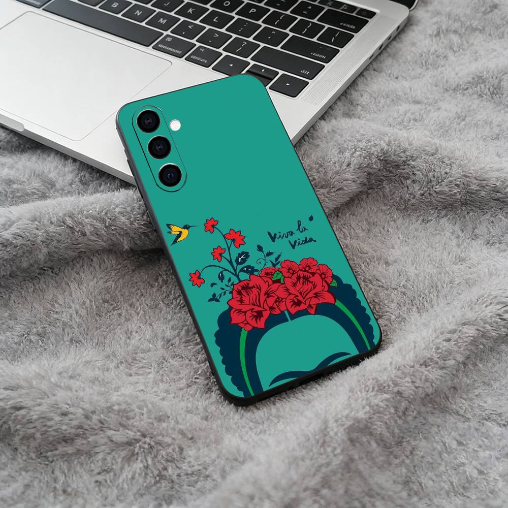A-Artist F-Frida K-Kahlos Black Soft Silicone Phone Case for Samsung Galaxy A73, A71, A72, A70, A53, A52, A51