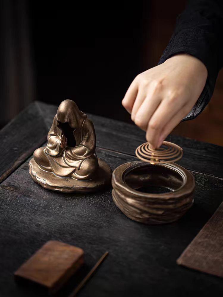 Formless Buddha Meditation Ceramic Monk Incense Holder Burner Home Living Room Garden Tearoom Yoga Room Zen Decoration