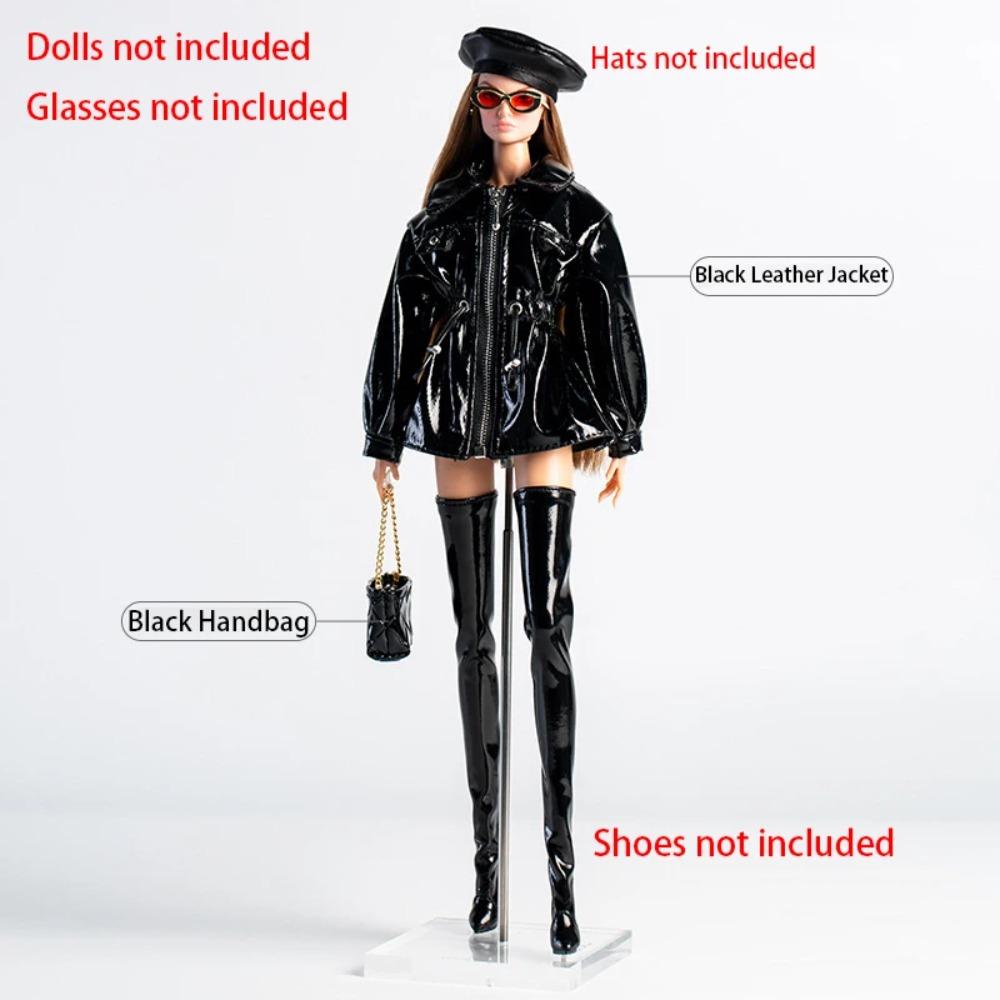 30cm Ubranka i Akcesoria dla Lalki Fajnej Dziewczyny Futurystyczna Nowoczesna Skórzana Kurtka/Koszula/Okulary Moda Przebranie Dla Lalki Supermodelki 1/6