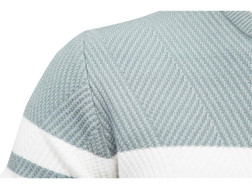 Men's European Fit Striped Round Neck Sweater for Autumn/Winter