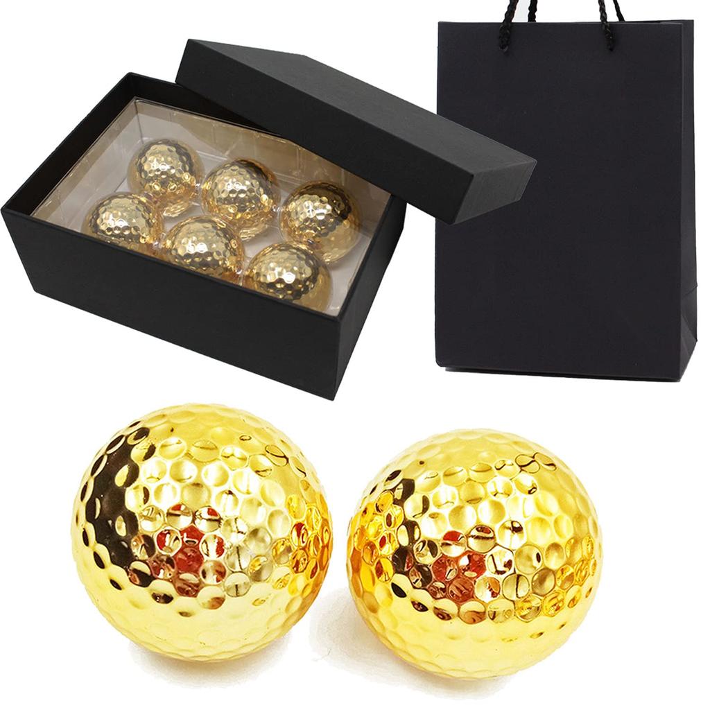 dodtazz Gold Golf Balls 6-Ball Set Competition Prize Gift with Case Luxury Award (6 Balls + Carry Bag Set)