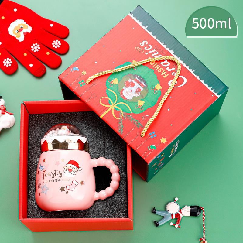 Creative Christmas Cup High Value Ceramic Cup Mug Gift Water Cup with Lid Cross Border Cartoon Cup Souvenir