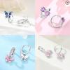 925 Silver Purple Heart Butterfly Earrings Pink Bows Blue Zircon Earring Women's Accessory Earrings Fine Valentine Gift Jewelry