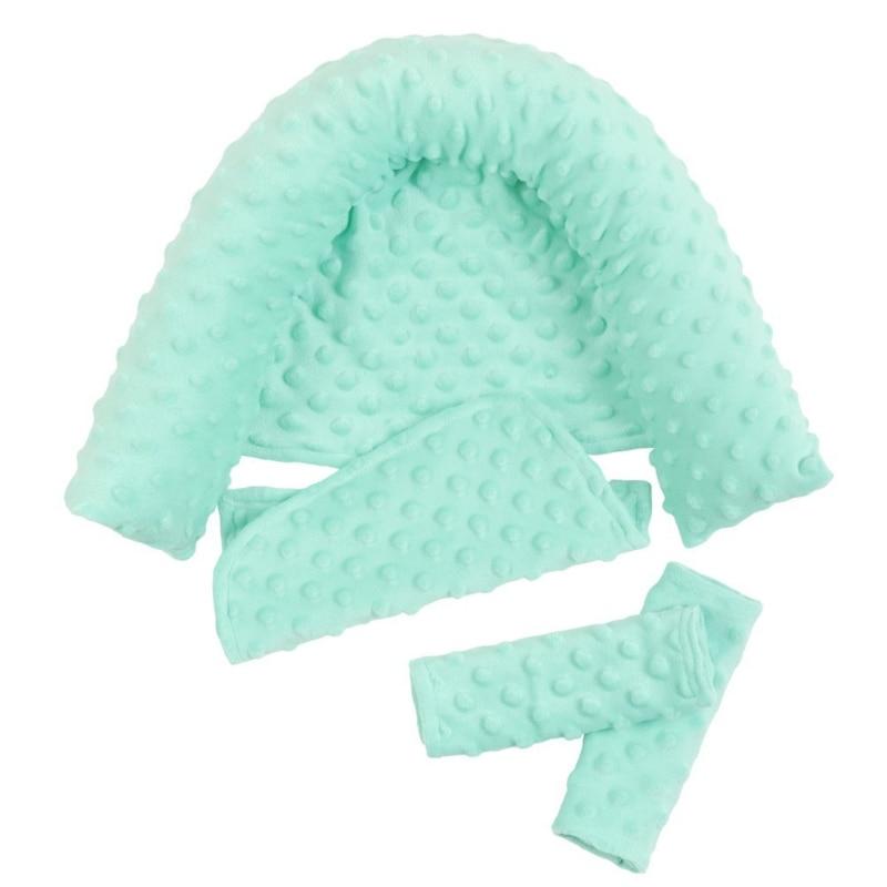 Baby Car Safety Head Support Pillow with Matching Seat Belt Strap Covers Baby Carseat