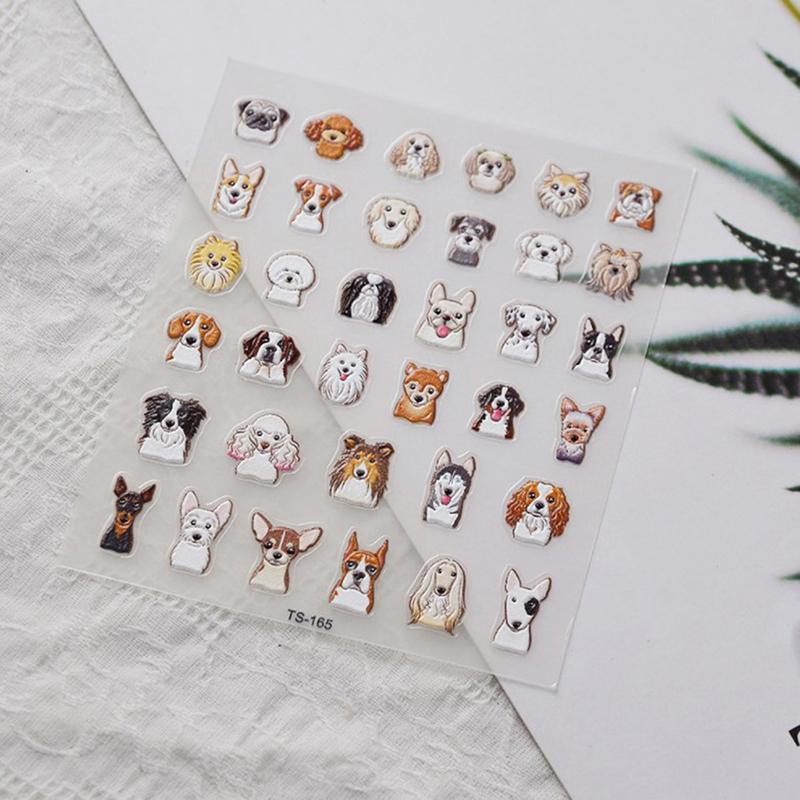

Puppy Dots Series 5D Nail Stickers Back Glue Nail Slider Designs Sliders Women Nails Art Decor 1Sheet