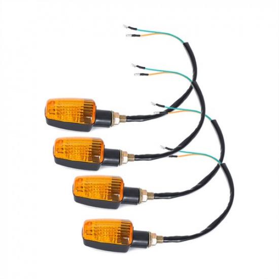 4PCS Motorcycle Turn Signals Blinker Light Black Amber For Yamaha Kawasaki Honda