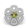 1.33 Ctw Square Peridot 925 Sterling Silver Cocktail Cluster Women Wedding Ring