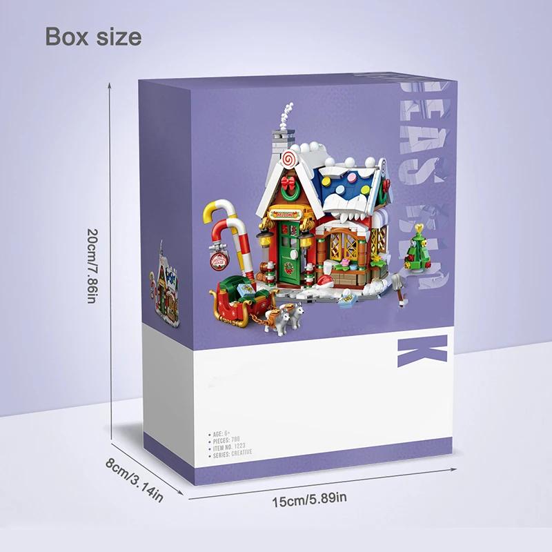 Mini Building Block Christmas House Set DIY City Street View House Sleigh Assembled Ornaments Children's Educational Toy Gift
