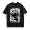 Fear No Feeling Abstract Dark Art Print Casual Crewneck Tee Pure Cotton T-shirt