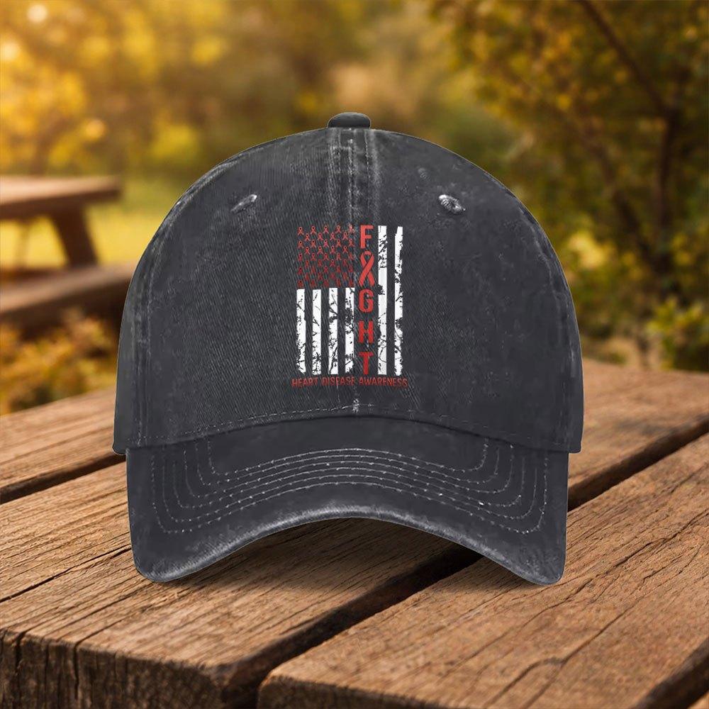 Heart Disease Awareness Print Baseball Cap Unisex Fashion Duckbill Cap Suitable for Outdoor Sports Fitness Travel and Outin