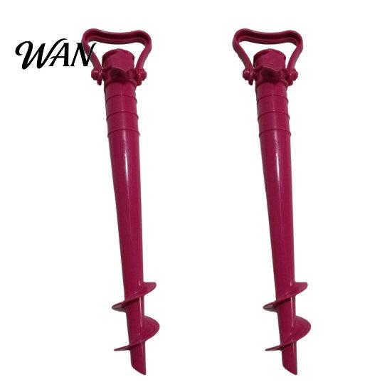 Triangular Handle Umbrella Stake 2Pcs Sun Base with Ground Stake, Screw-in Beach Heavy Duty Holder, Windproof Spiral Stand for Outdoor Yard