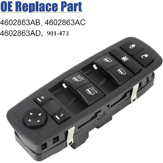 Driver Side Power Master Control Window Switch Replacement For 2009-2012 Dodge Ram 1500 2500 3500, OE Replace 4602863AD 4602863AB 4602863AC 901-473
